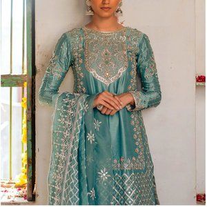 Norani - Faiza Saqlain - Teal/Seagreen/Blue